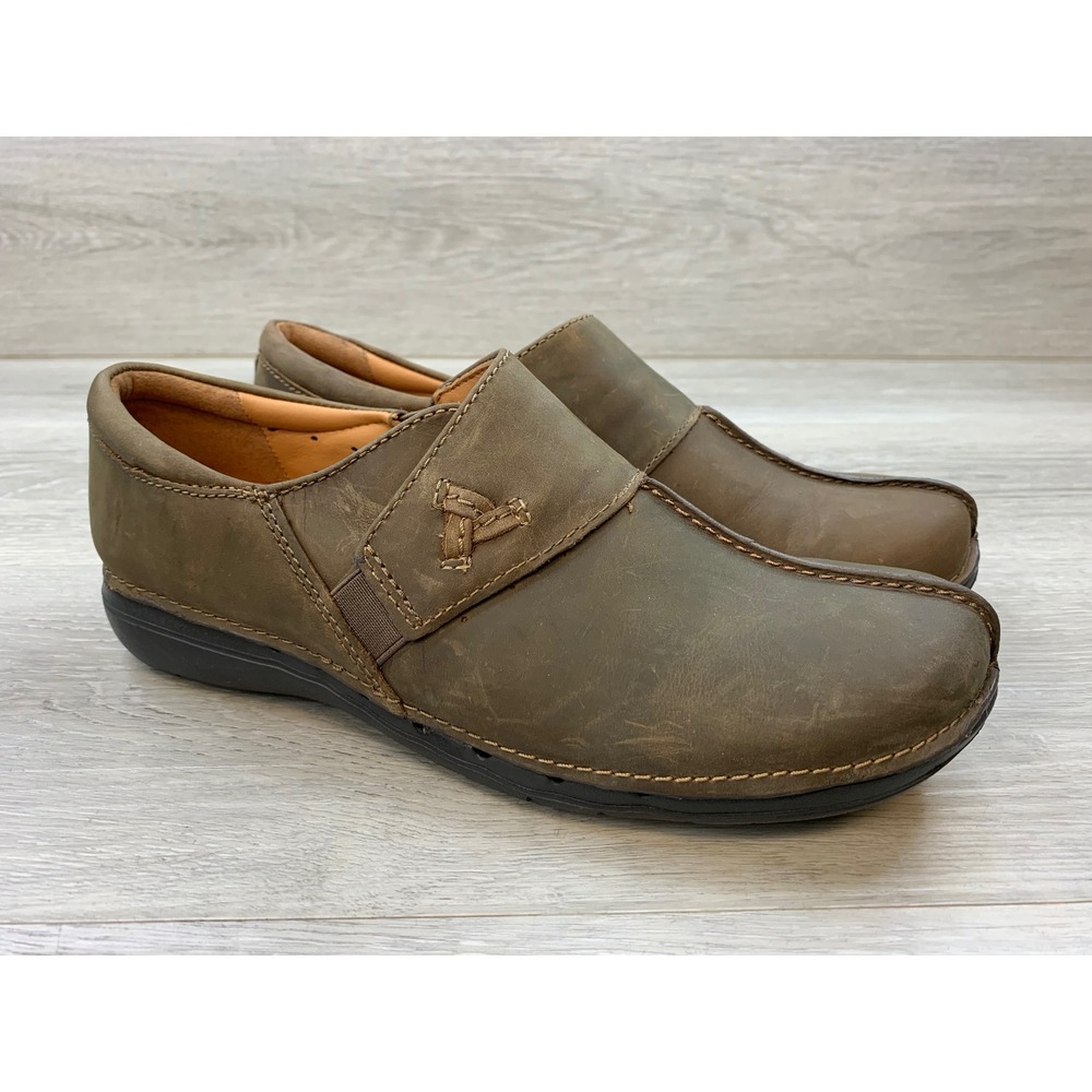 Clarks Unstructured Un Loop 2 Walk Brown Leather Loafers Women's 9.5 Shoes